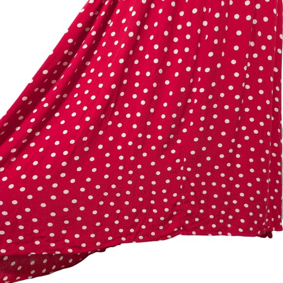 Free People Womens Size S Red White Polka Dot Ruffles Smocked Butterflies Dress - Picture 7 of 11